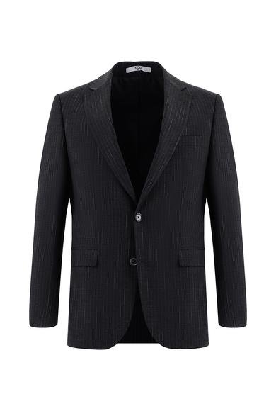 Erkek Giyim - KOYU FÜME 48 Beden Klasik Çizgili Takım Elbise