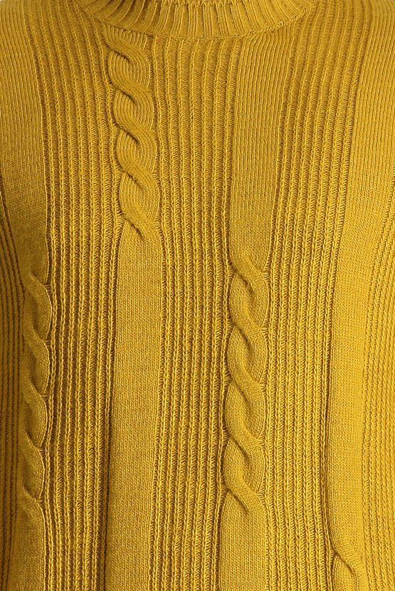 Erkek Giyim - Bisiklet Yaka Slim Fit Dar Kesim Desenli Triko Kazak
