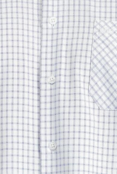 Erkek Giyim - KOYU MAVİ 3X Beden Uzun Kol Regular Fit Ekose Pamuklu Gömlek