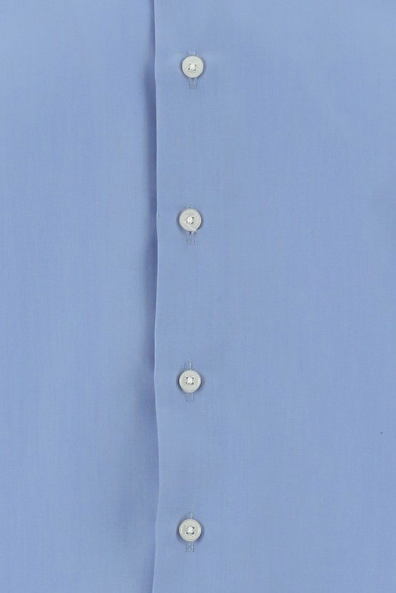 Erkek Giyim - Uzun Kol Slim Fit Dar Kesim Klasik Non Iron Saten Pamuklu Gömlek