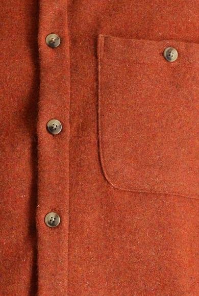 Erkek Giyim - KİREMİT 4X Beden Uzun Kol Oversize Oduncu Pamuklu Gömlek
