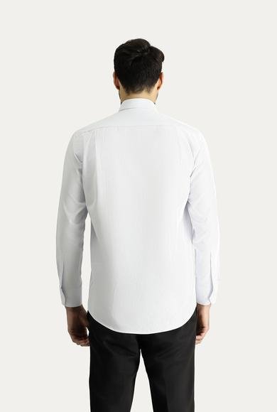 Erkek Giyim - AÇIK MAVİ 3X Beden Uzun Kol Klasik Çizgili Pamuklu Gömlek