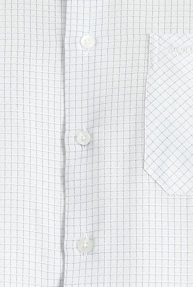 Erkek Giyim - KOYU MAVİ M Beden Uzun Kol Regular Fit Ekose Pamuklu Gömlek