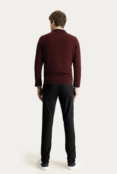 Erkek Giyim - SİYAH 48 Beden Slim Fit Dar Kesim Likralı Kanvas / Chino Pantolon