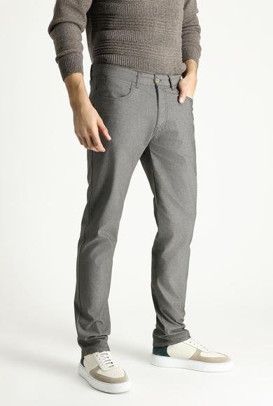 Erkek Giyim - ORTA HAKİ 48 Beden Regular Fit Desenli Likralı Kanvas / Chino Pantolon