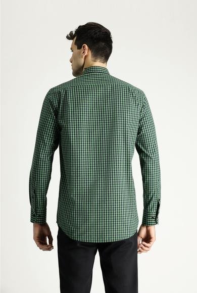 Erkek Giyim - KOYU YEŞİL L Beden Uzun Kol Regular Fit Oduncu Ekose Pamuklu Gömlek