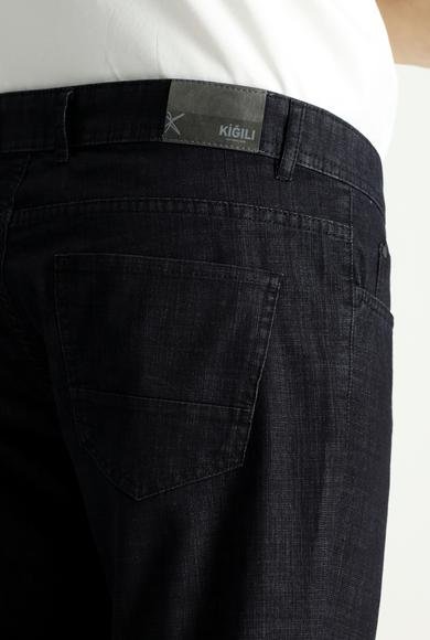 Erkek Giyim - SİYAH 48 Beden Slim Fit Dar Kesim Denim Look Likralı Pantolon