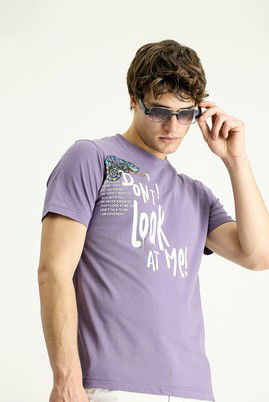 Bisiklet Yaka Regular Fit Baskılı Pamuk Tişört