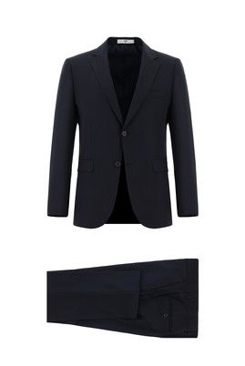 Slim Fit Dar Kesim Yünlü Klasik Takım Elbise