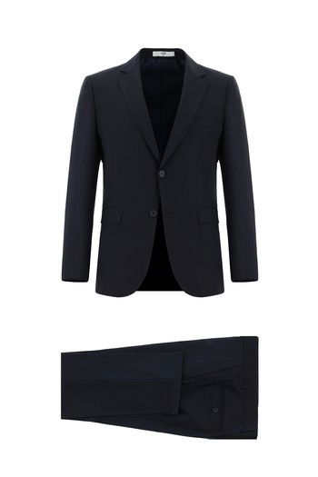 Slim Fit Dar Kesim Yünlü Klasik Takım Elbise_0