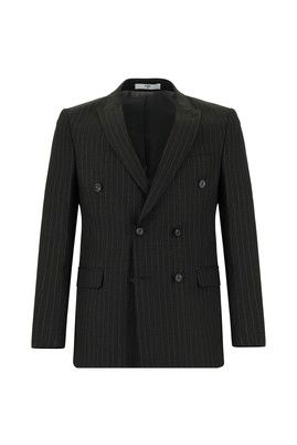 Super Slim Fit Ekstra Dar Kesim Çizgili Kruvaze Takım Elbise_1