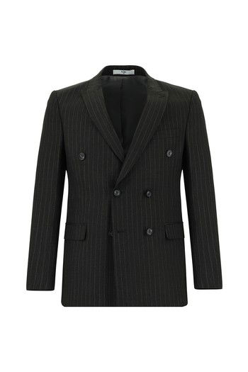 Super Slim Fit Ekstra Dar Kesim Çizgili Kruvaze Takım Elbise_1