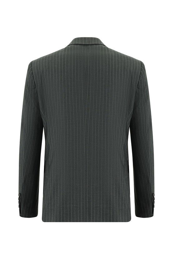 Erkek Giyim - Slim Fit Dar Kesim Klasik Çizgili Takım Elbise