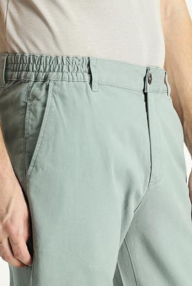 Erkek Giyim - ÇAĞLA YEŞİLİ 50 Beden Slim Fit Dar Kesim Beli Lastikli Likralı Pantolon
