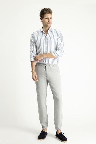 Erkek Giyim - UÇUK MAVİ 50 Beden Regular Fit Beli Lastikli İpli Pamuk Pantolon