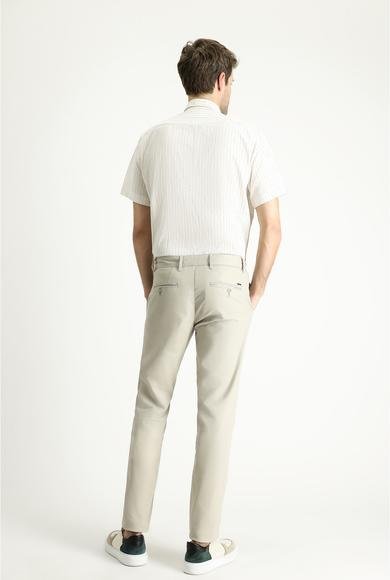Erkek Giyim - AÇIK VİZON 46 Beden Slim Fit Dar Kesim Desenli Likralı Kanvas / Chino Pantolon
