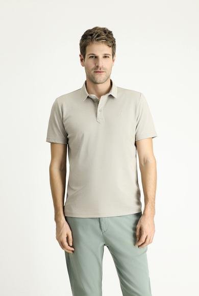 Erkek Giyim - ORTA VİZON 3X Beden Polo Yaka Regular Fit Desenli Pamuklu Tişört