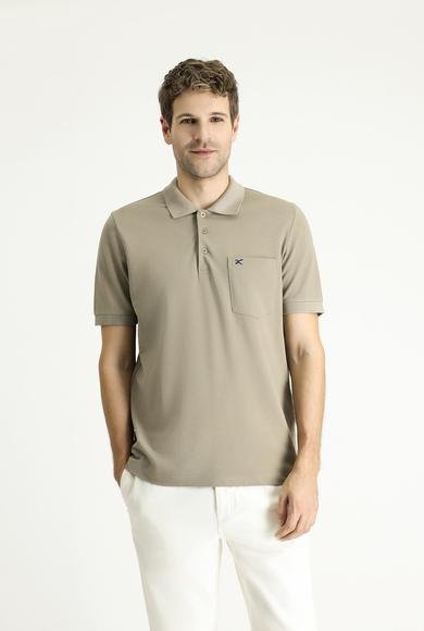 Erkek Giyim - ORTA VİZON 5X Beden Polo Yaka Regular Fit Nakışlı Pamuk Tişört