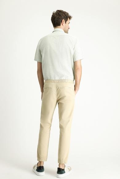 Erkek Giyim - AÇIK BEJ 50 Beden Regular Fit Likralı Beli Lastikli İpli Pantolon
