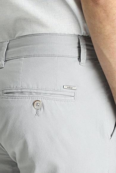 Erkek Giyim - AÇIK GRİ 48 Beden Slim Fit Dar Kesim Desenli Likralı Kanvas / Chino Pantolon