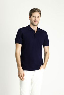 Slim Fit Dar Kesim Nakışlı Pamuk Polo Yaka Tişört