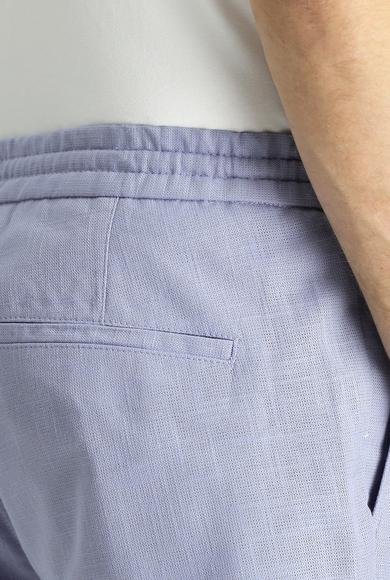 Erkek Giyim - AÇIK MAVİ 52 Beden Regular Fit Beli Lastikli İpli Pamuk Pantolon