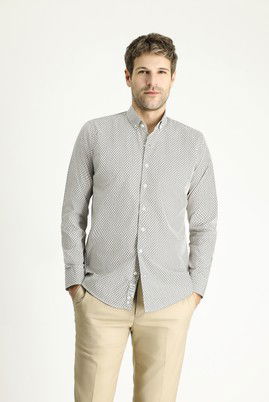 Uzun Kol Slim Fit Dar Kesim Baskılı Pamuk Gömlek