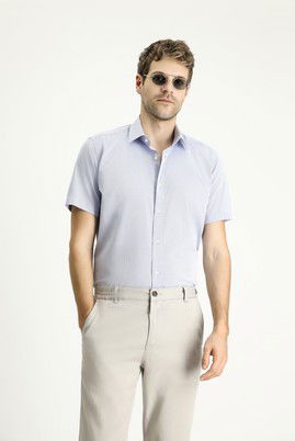 Kısa Kol Slim Fit Dar Kesim Desenli Pamuk Gömlek