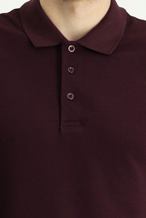 Erkek Giyim - Slim Fit Dar Kesim Nakışlı Pamuk Polo Yaka Tişört