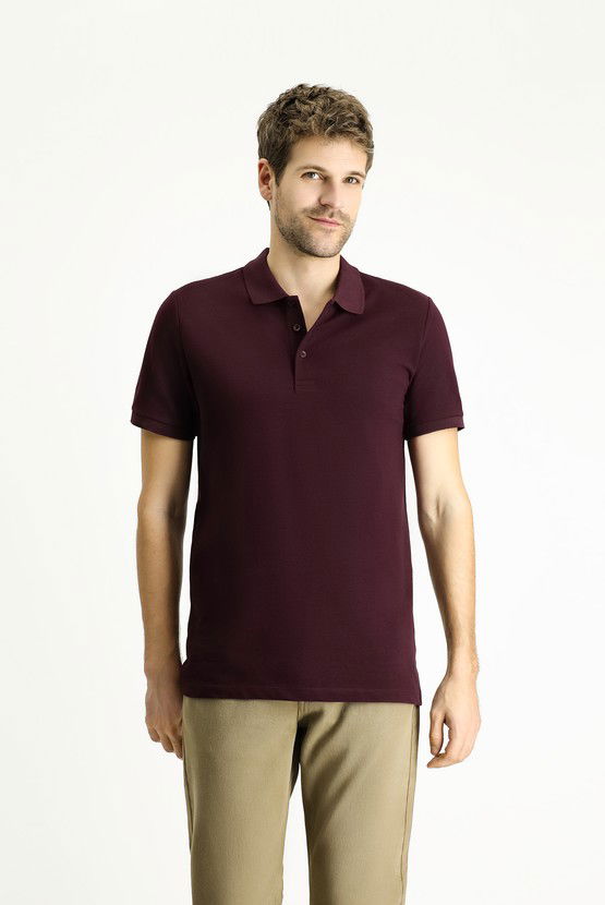 Erkek Giyim - Slim Fit Dar Kesim Nakışlı Pamuk Polo Yaka Tişört