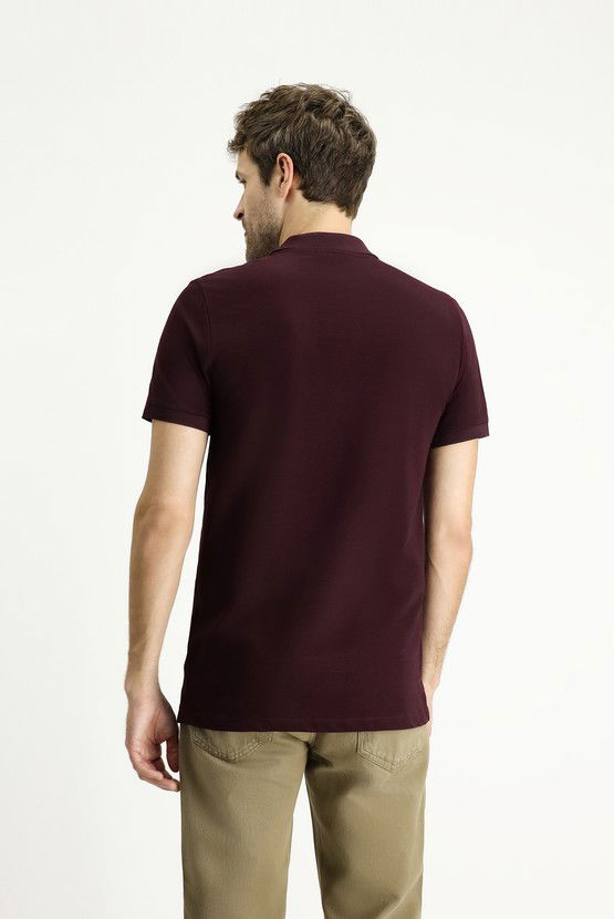 Erkek Giyim - Slim Fit Dar Kesim Nakışlı Pamuk Polo Yaka Tişört