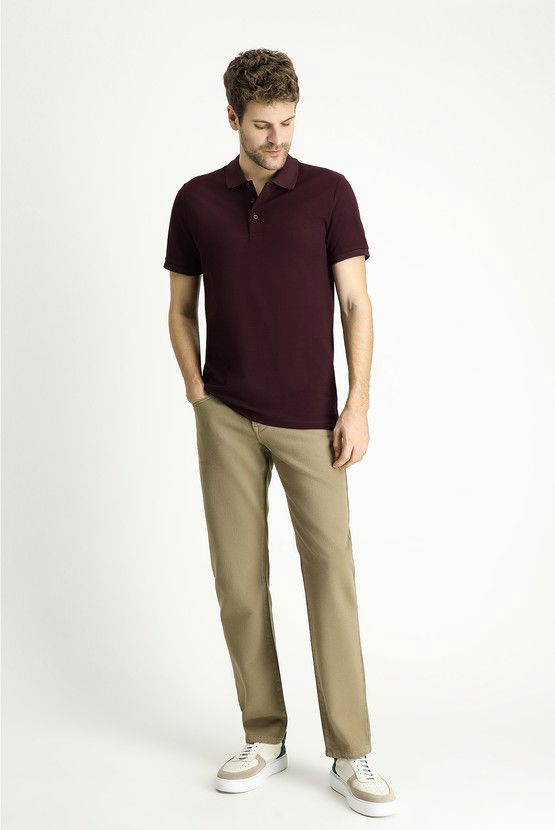 Erkek Giyim - Slim Fit Dar Kesim Nakışlı Pamuk Polo Yaka Tişört