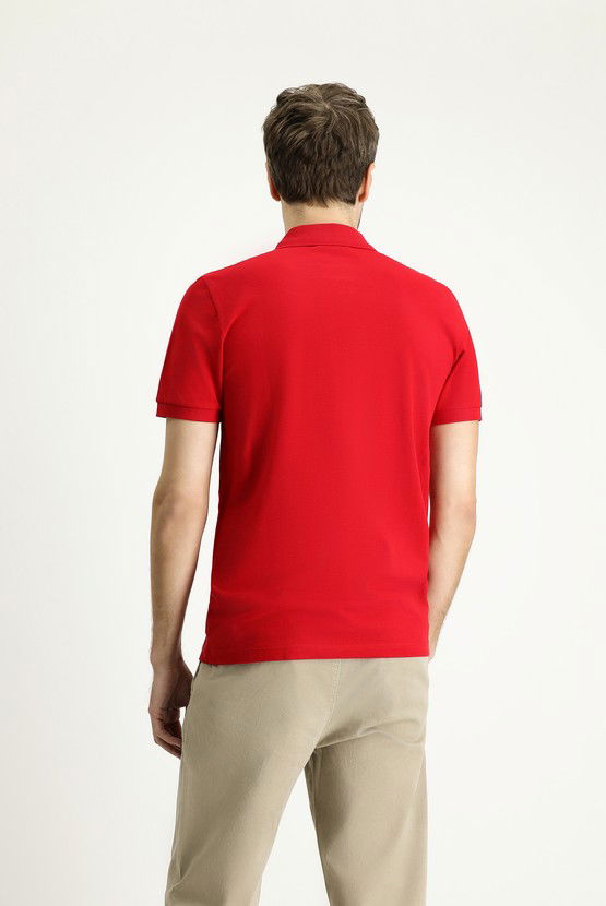Erkek Giyim - Slim Fit Dar Kesim Nakışlı Pamuk Polo Yaka Tişört