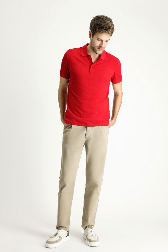 Erkek Giyim - Slim Fit Dar Kesim Nakışlı Pamuk Polo Yaka Tişört