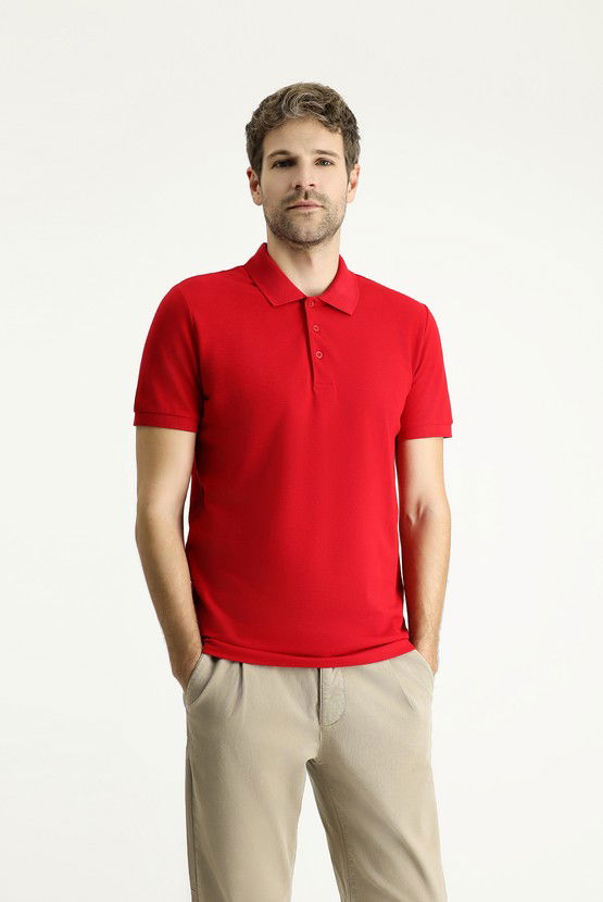 Erkek Giyim - Slim Fit Dar Kesim Nakışlı Pamuk Polo Yaka Tişört