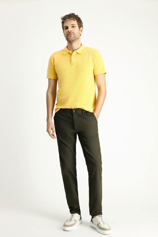 Erkek Giyim - Regular Fit Beli Lastikli Likralı Chino/Kanvas Pantolon