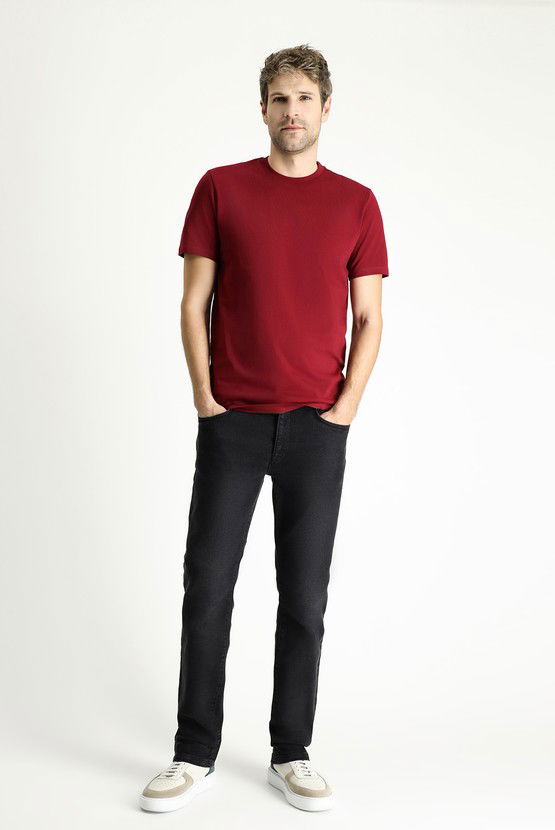 Erkek Giyim - Bisiklet Yaka Slim Fit Dar Kesim Süprem Pamuk Tişört