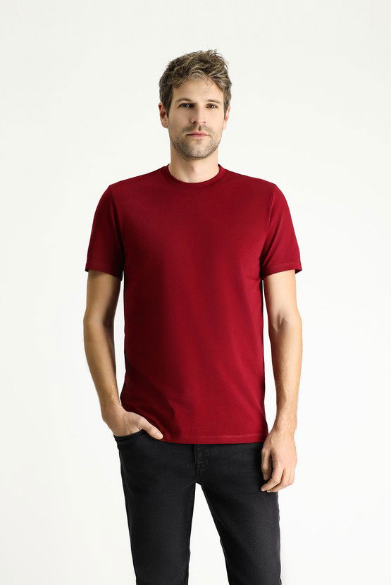Erkek Giyim - Bisiklet Yaka Slim Fit Dar Kesim Süprem Pamuk Tişört
