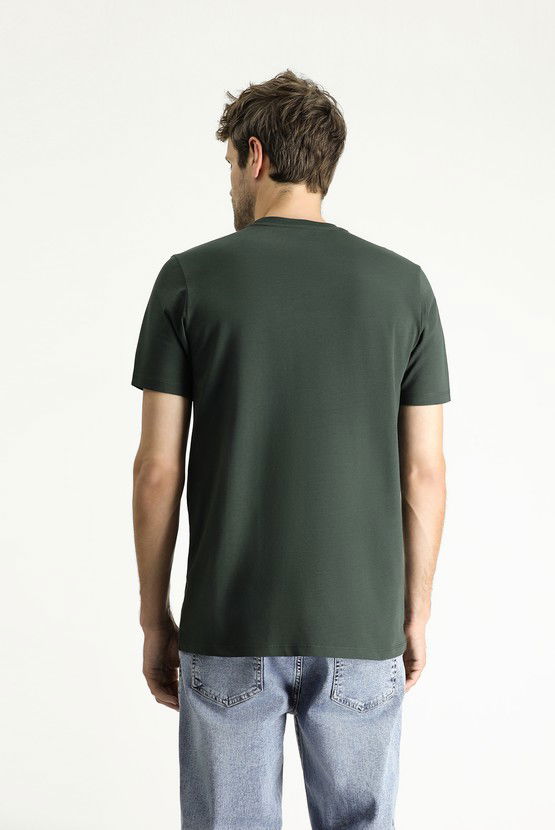 Erkek Giyim - Bisiklet Yaka Slim Fit Dar Kesim Süprem Pamuk Tişört
