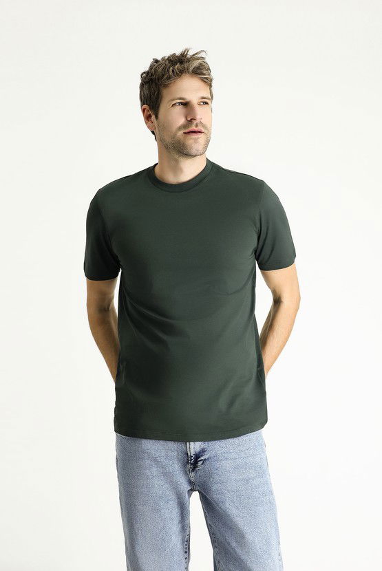 Erkek Giyim - Bisiklet Yaka Slim Fit Dar Kesim Süprem Pamuk Tişört