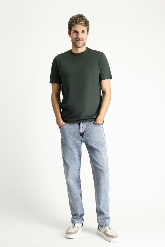 Erkek Giyim - Bisiklet Yaka Slim Fit Dar Kesim Süprem Pamuk Tişört