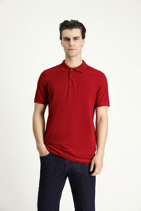 Erkek Giyim - Slim Fit Dar Kesim Nakışlı Pamuk Polo Yaka Tişört