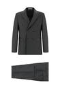  ORTA FÜME  Slim Fit Dar Kesim Çizgili Kruvaze Takım Elbise