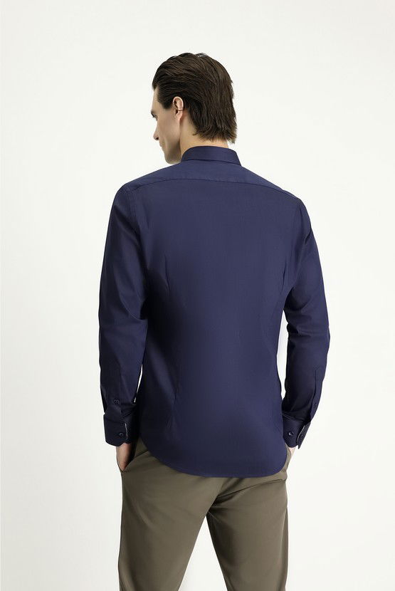 Erkek Giyim - Uzun Kol Slim Fit Dar Kesim Klasik Pamuklu Gömlek
