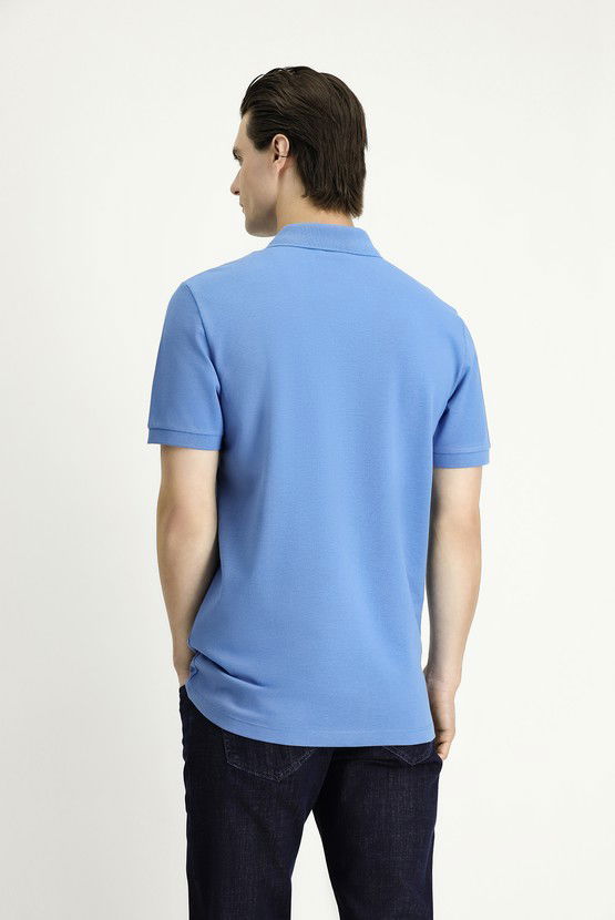 Erkek Giyim - Slim Fit Dar Kesim Nakışlı Pamuk Polo Yaka Tişört