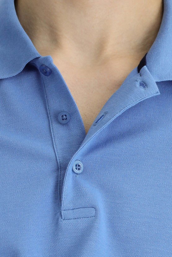 Erkek Giyim - Slim Fit Dar Kesim Nakışlı Pamuk Polo Yaka Tişört