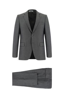 Slim Fit Dar Kesim Klasik Desenli Takım Elbise