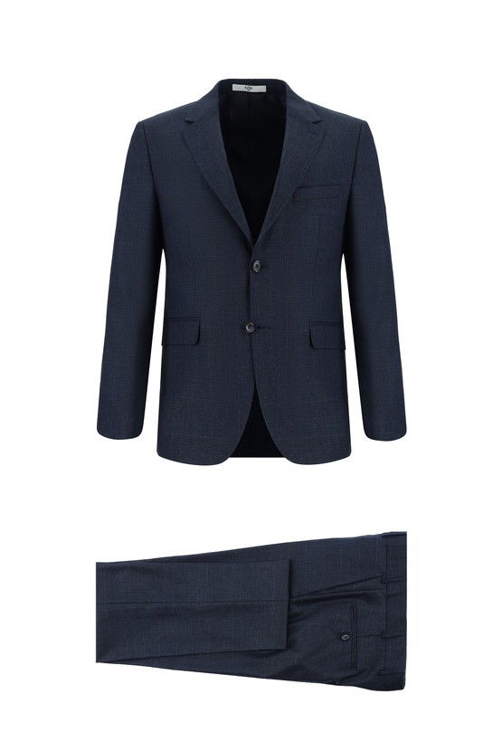 Erkek Giyim - Slim Fit Dar Kesim Klasik Ekose Takım Elbise