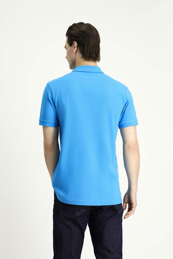 Erkek Giyim - Slim Fit Dar Kesim Nakışlı Pamuk Polo Yaka Tişört