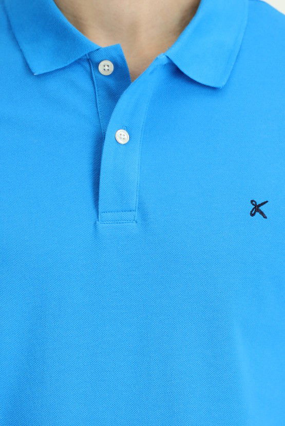 Erkek Giyim - Slim Fit Dar Kesim Nakışlı Pamuk Polo Yaka Tişört